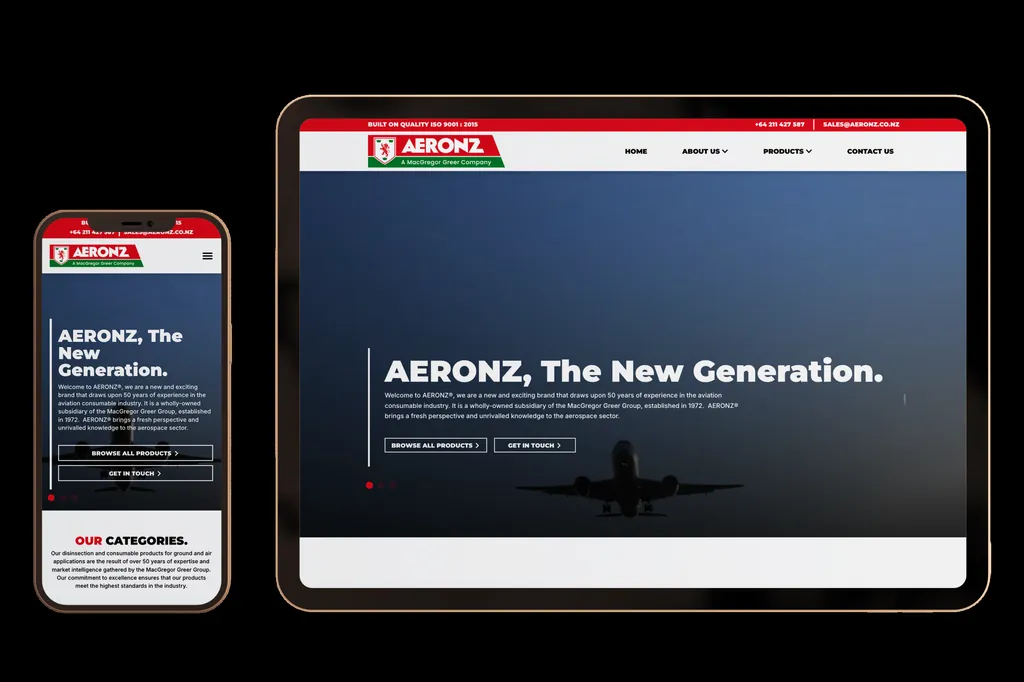 aeronz.co.nz website design project