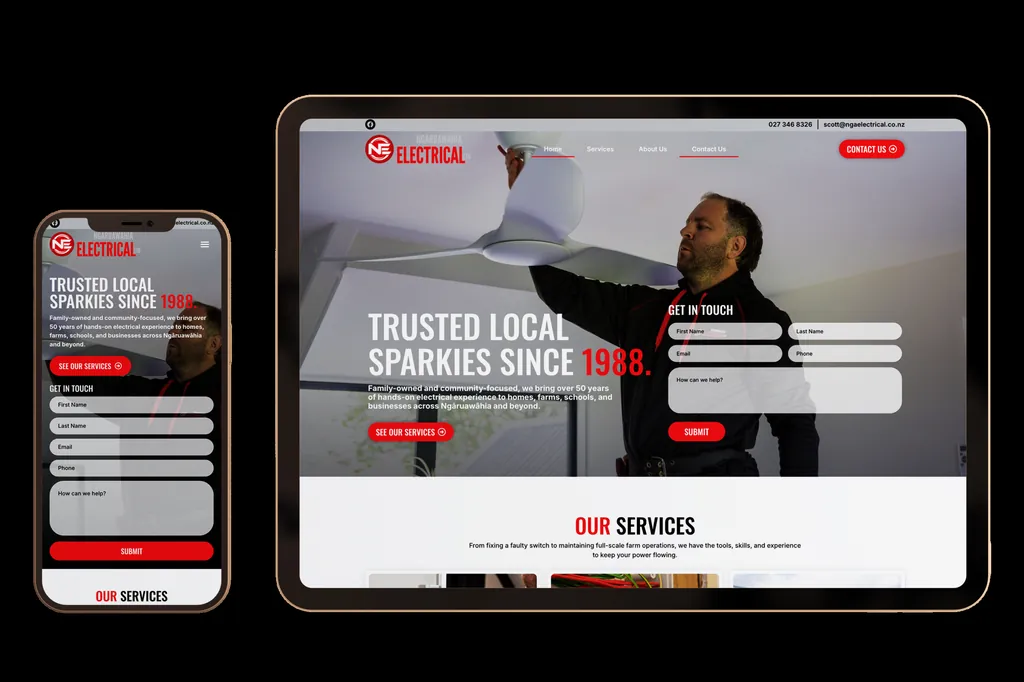 ngaelectrical.co.nz website design project