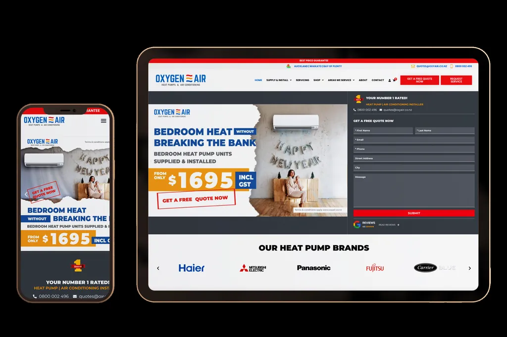 oxyair.co.nz website design project