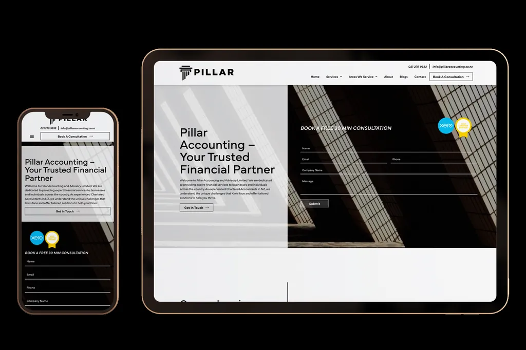 pillaraccounting.co.nz website design project