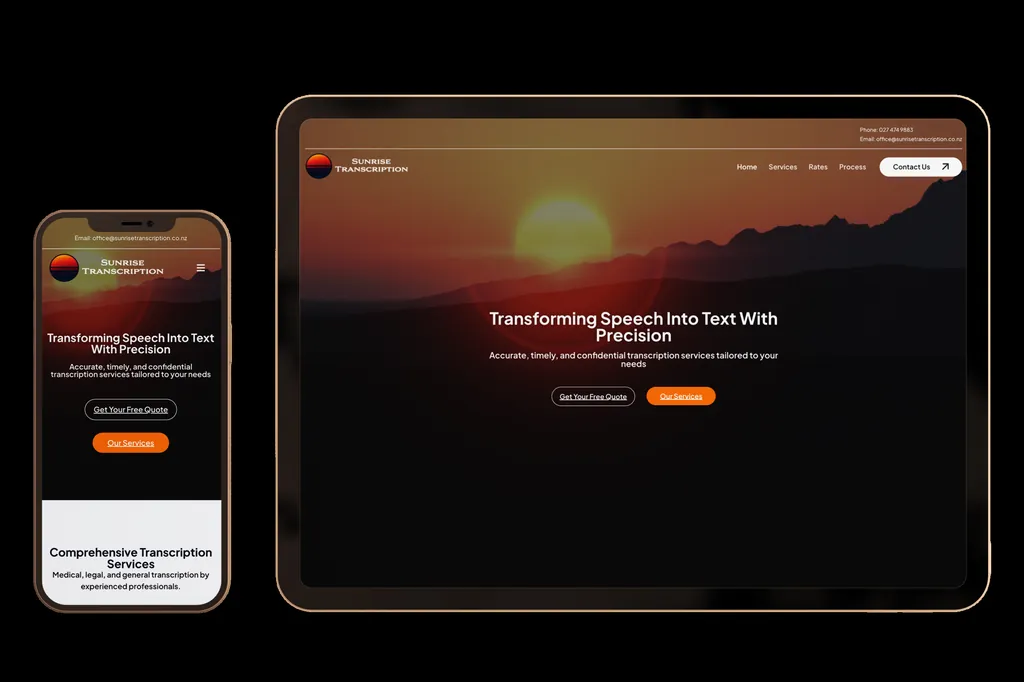 sunrisetranscription.co.nz website design project