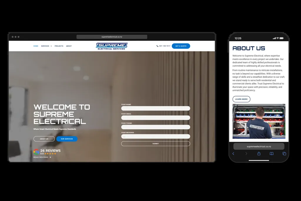supremeelectrical.co.nz website design project